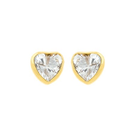 Boucles d'oreilles coeur zirconiums Or 9 carats jaune - La Petite Française