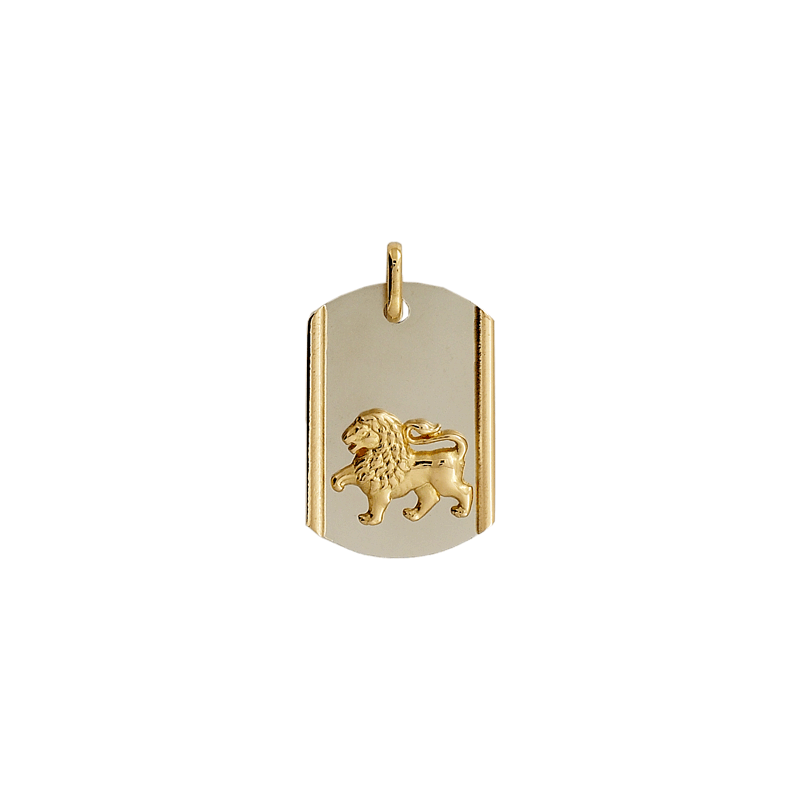 Pendentif lion plaque Or 18 carats bicolore - La Petite Française