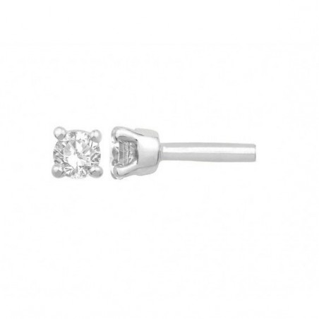 Boucles d'oreilles diamants, 0.06 carat GSI1 4 griffes - Or 18 carats gris - La Petite Française