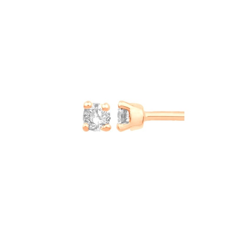Boucles d'oreilles diamants,0.11 carat GSI1 4 griffes - Or 18 carats rose - La Petite Française