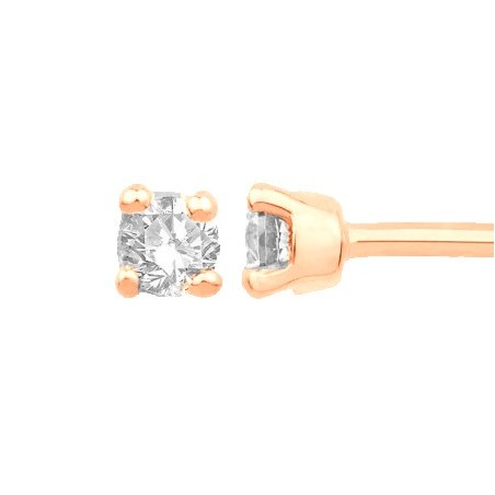 Boucles d'oreilles diamants,0.11 carat GSI1 4 griffes - Or 18 carats rose - La Petite Française