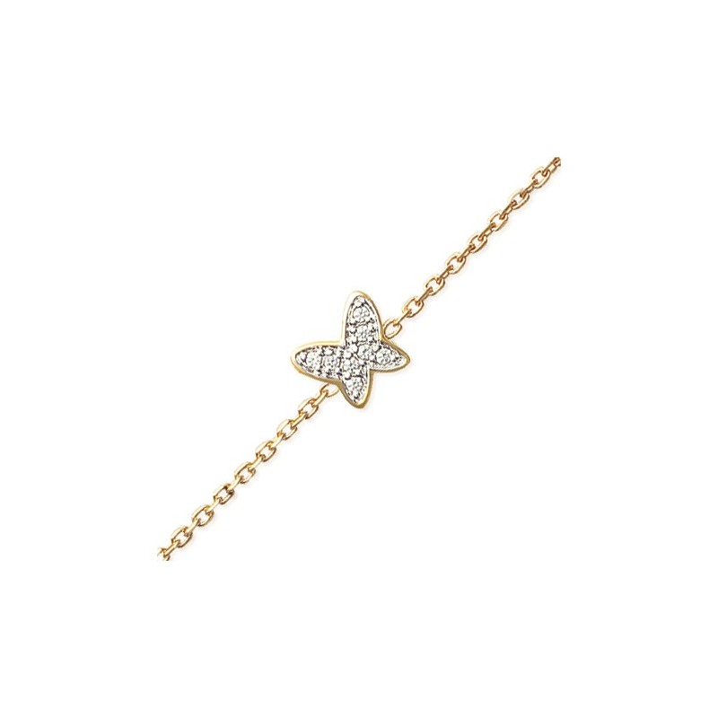 Bracelet papillon zirconium et plaqué or - La Petite Française Bracelet papillon zirconium et plaqué or - La Petite Française