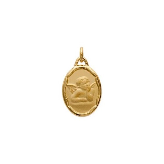 Médaille Ange de Raphaël ovale plaqué or - La Petite Française