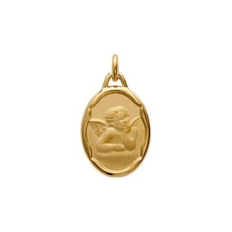 Médaille Ange de Raphaël ovale plaqué or - La Petite Française