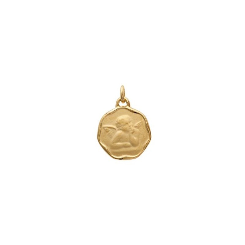 Médaille ronde Ange de Raphaël plaqué or - La Petite Française