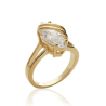 Bague solitaire zirconium ovale plaqué or - La Petite Française