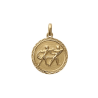 Pendentif gémeaux rond ciselé plaqué or - La Petite Française