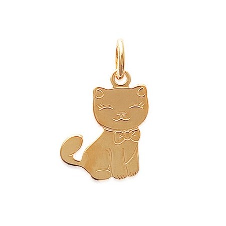 Pendentif chat avec un noeud plaqué or - La Petite Française