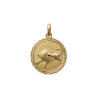 Pendentif taureau rond ciselé plaqué or - La Petite Française