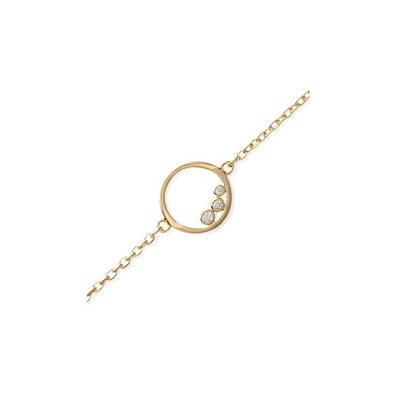 Bracelet anneau 3 zirconiums plaqué or - La Petite Française
