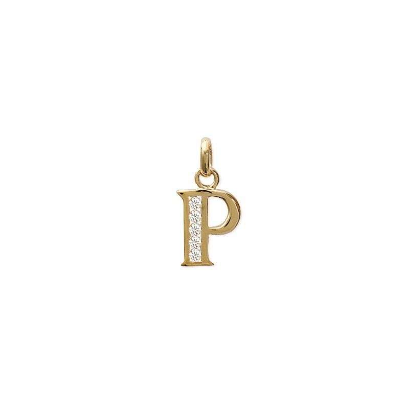 Pendentif lettre P et zirconiums plaqué or - La Petite Française