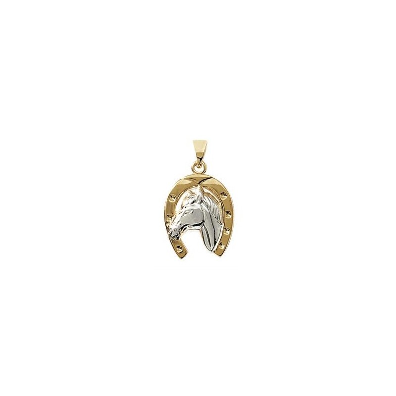 Pendentif fer et tête de cheval plaqué or bicolore - La Petite Française Pendentif fer et tête de cheval plaqué or bicolore - La Petite Française