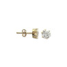 Boucles d'oreilles zirconium rond 8 mm - 6 griffes plaqué or - La Petite Française