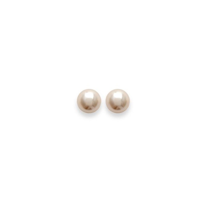 Boucles d'oreilles perle Majorque blanche  8 mm plaqué or - La Petite Française