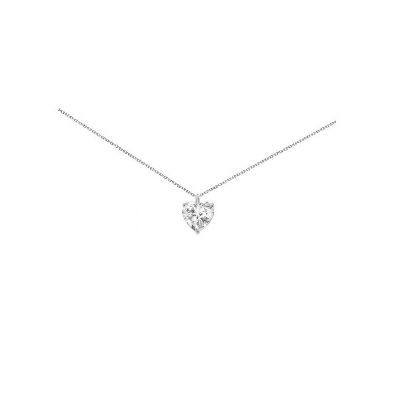 Collier coeur en Or 18 carats gris et diamant - GSI1 - La Petite Française