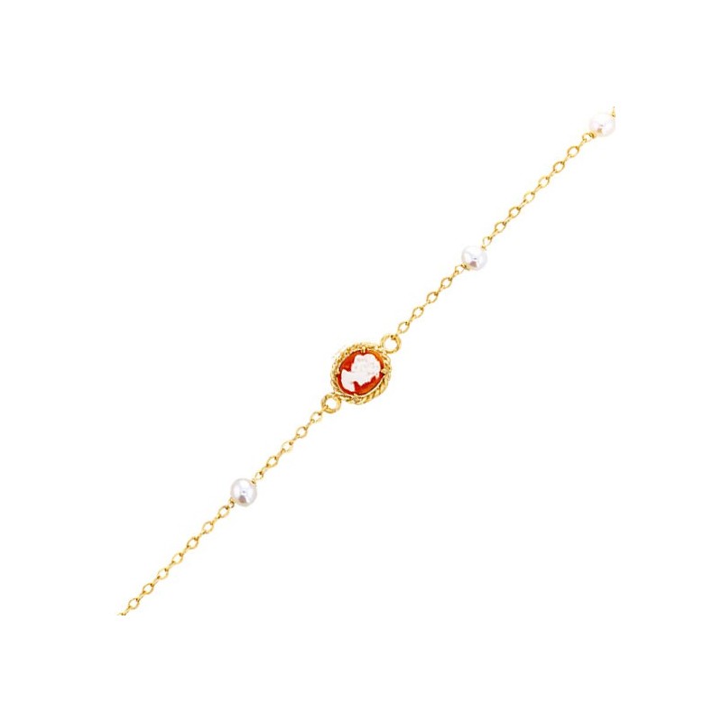 Bracelet Hortense camées et perle Or 18 carats jaune - La Petite Française