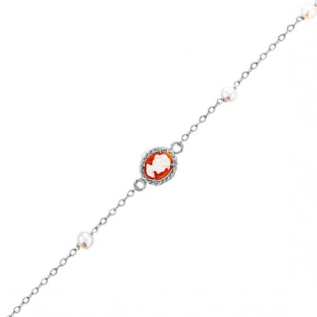 Bracelet Hortense camées et perle Or 18 carats gris - La Petite Française