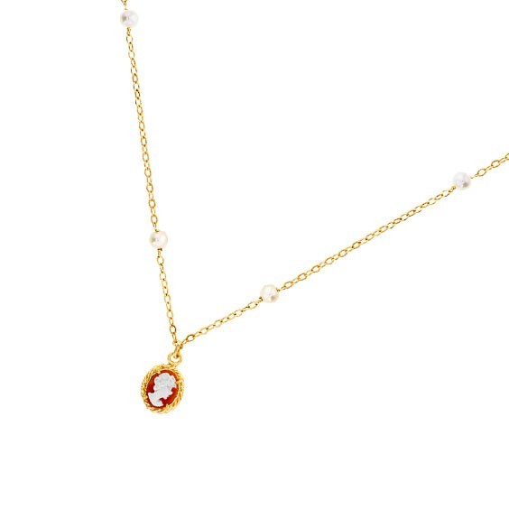 Collier Hortense camées et perle Or 18 carats jaune - La Petite Française