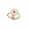 Bague réglable fleur plaqué or et émail - La Petite Française