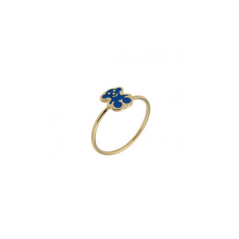 Bague réglable ourson bleu plaqué or et émail - La Petite Française Bague réglable ourson bleu plaqué or et émail - La Petite Française