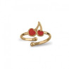 Bague réglable cerise plaqué or et émail - La Petite Française