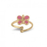 Bague réglable papillon plaqué or et émail - La Petite Française