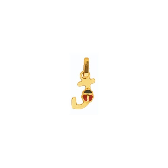 Pendentif coccinelle lettre J Or 18 carats jaune - La Petite Française
