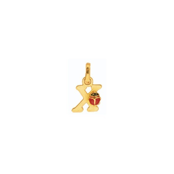 Pendentif coccinelle lettre X Or 18 carats jaune - La Petite Française