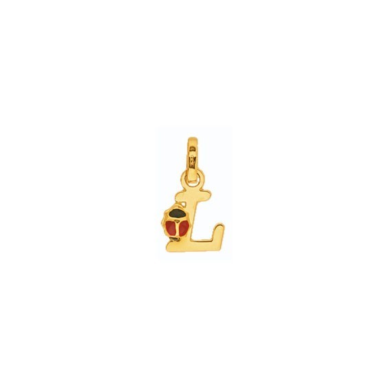 Pendentif coccinelle lettre L Or 18 carats jaune - La Petite Française