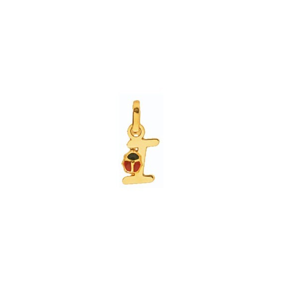 Pendentif coccinelle lettre I Or 18 carats jaune - La Petite Française