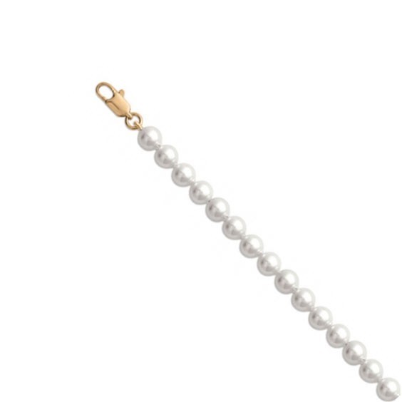 Bracelet de perles Majorque blanches plaqué or - 6 mm - La Petite Française