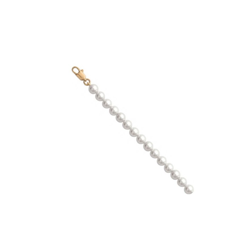 Bracelet de perles Majorque blanches plaqué or - 6 mm - La Petite Française - La Petite Française