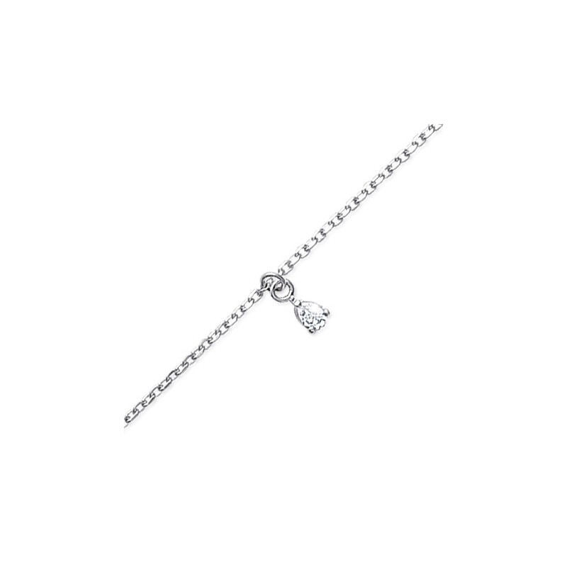 Chaîne de cheville maille forçat argent goutte zirconium - La Petite Française Chaîne de cheville maille forçat argent goutte zirconium - La Petite Française