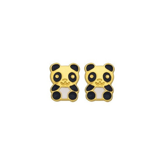 Boucles d'oreilles panda or 9 carats jaune