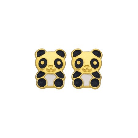 Boucles d'oreilles panda or 9 carats jaune