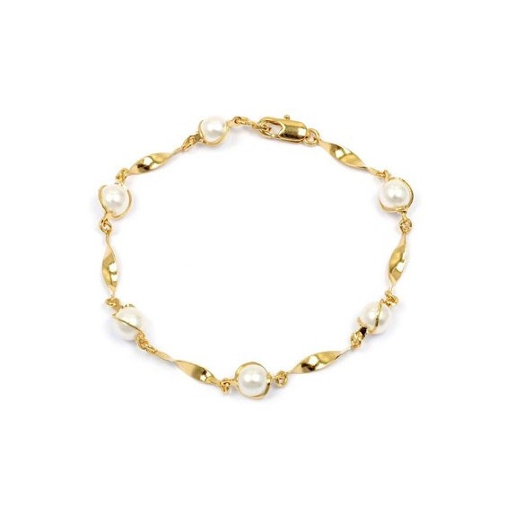Bracelet torsades en plaqué or 6 perles - La Petite Française