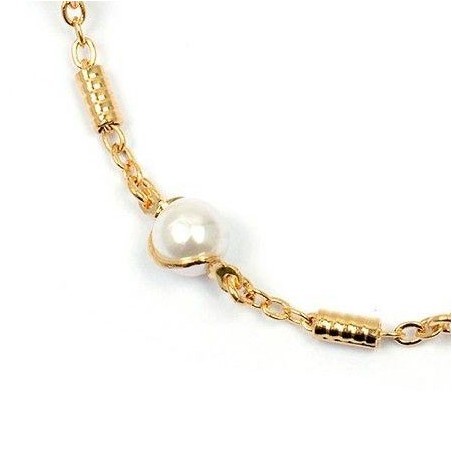Bracelet tubes et 6 perles en plaqué or