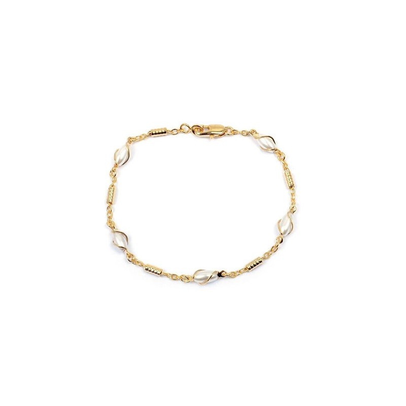 Bracelet perles ovales en plaqué or