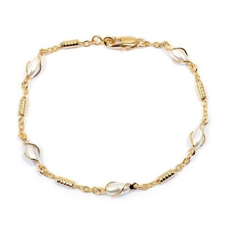 Bracelet perles ovales en plaqué or