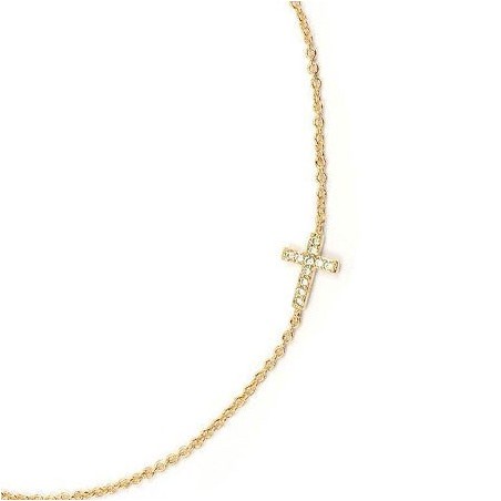 Bracelet croix zirconiums en plaqué or
