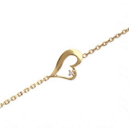 Bracelet coeur plaqué or et zirconium - La Petite Française