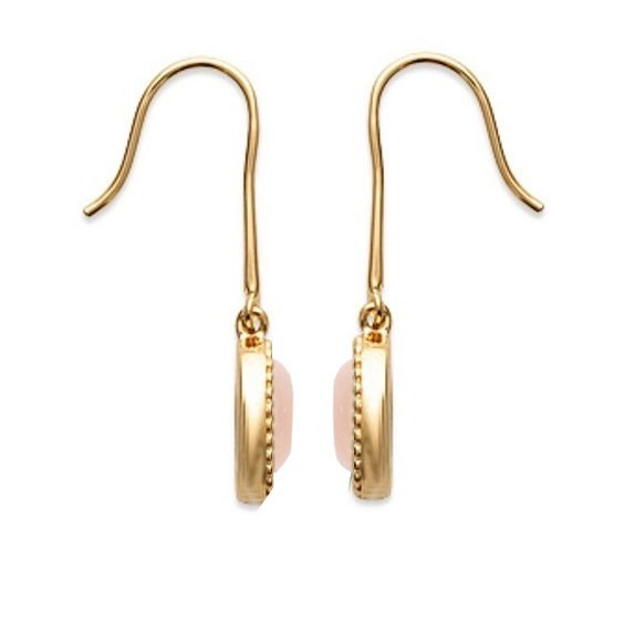 Boucles d'oreilles pendantes Sophie plaqué or et pierre Quartz rose - La Petite Française
