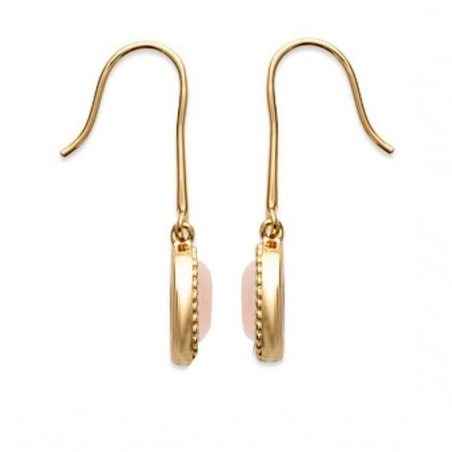 Boucles d'oreilles pendantes Sophie plaqué or et pierre Quartz rose - La Petite Française
