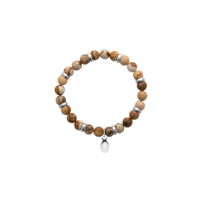 Bracelet perles pierre Jaspe marron -  La Petite Française