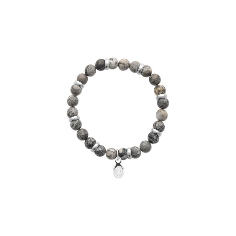 Bracelet perles pierre Jaspe gris -  La Petite Française