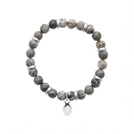 Bracelet perles pierre Jaspe gris -  La Petite Française