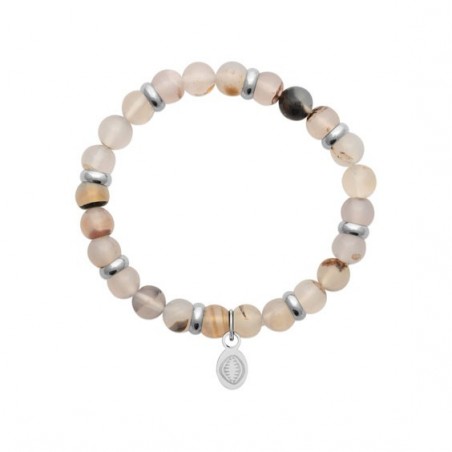 Bracelet perles pierre onyx blanc -  La Petite Française