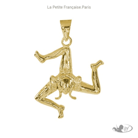 Pendentif emblème de la Sicile Trinacria en plaqué or  - La Petite Française