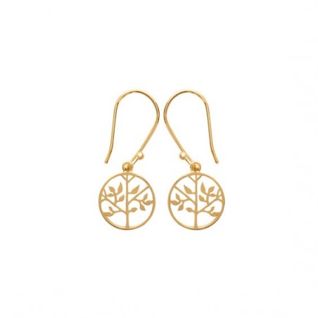Boucles d'oreilles pendantes arbre de vie plaqué or - La Petite Française