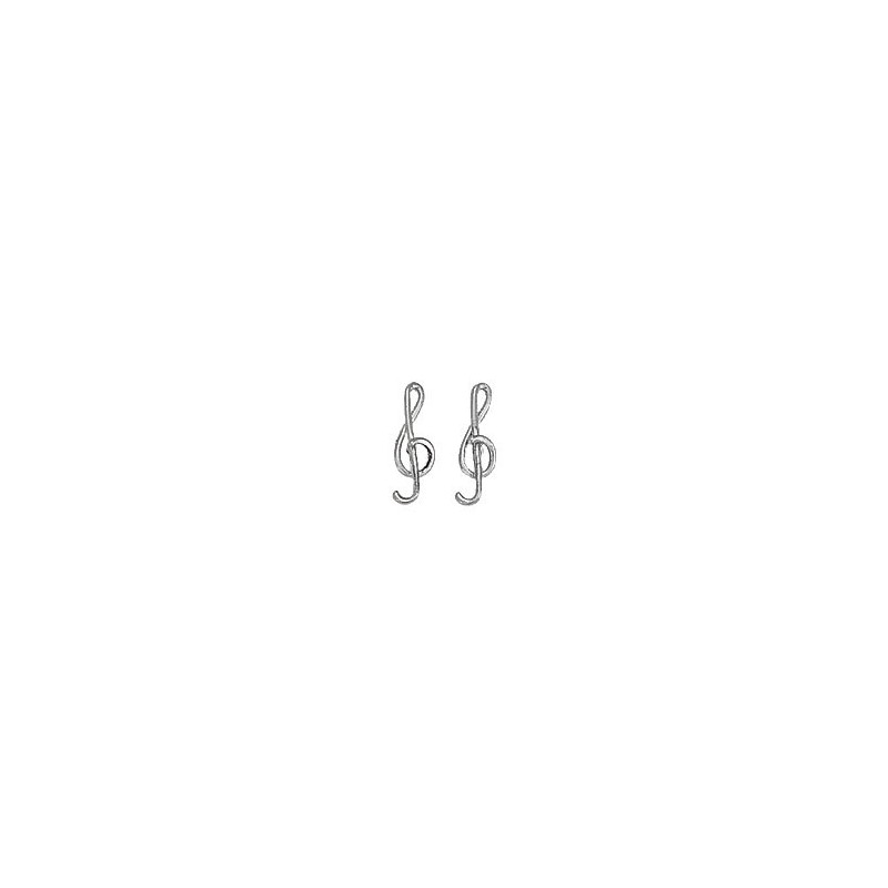 Boucles d'oreilles clef de sol Or 18 carats gris -  la Petite Française